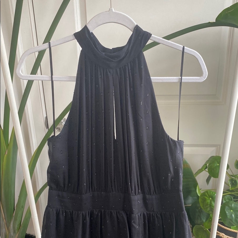 Express Black Tiered Sparkling Maxi Dress keyhole detail - Picture 4 of 9